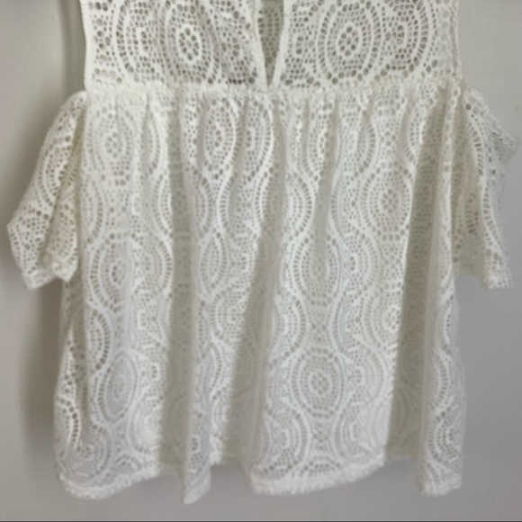 NWT White Lace Cold Shoulder American Beauty Blouse Large - Picture 9 of 14
